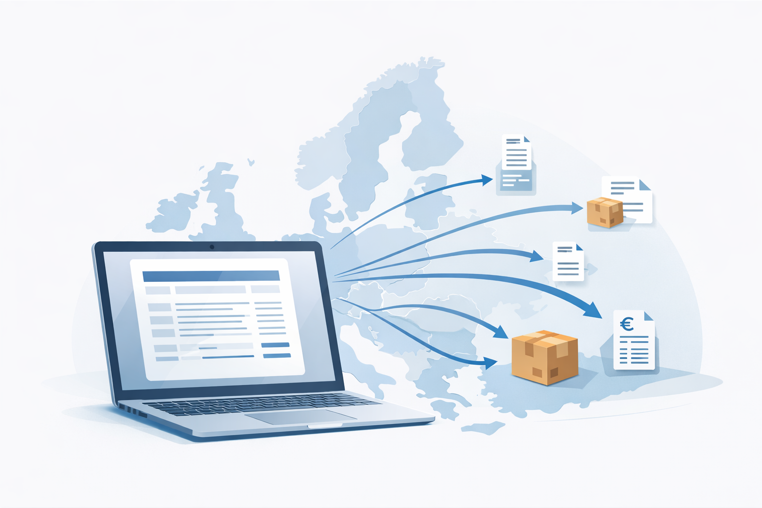 Ilustración conceptual del modelo 369 y declaración OSS para ventas eCommerce en la Unión Europea