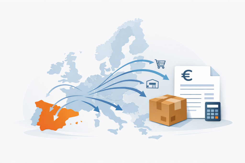 Mapa conceptual de ventas eCommerce en la UE y declaración de IVA mediante OSS desde España